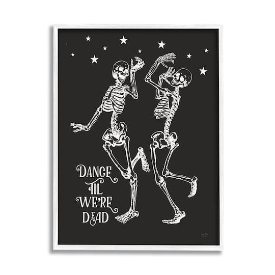 Stupell Industries 24" x 30" Dance 'Til We're Dead Skeletons White Framed Giclée Art